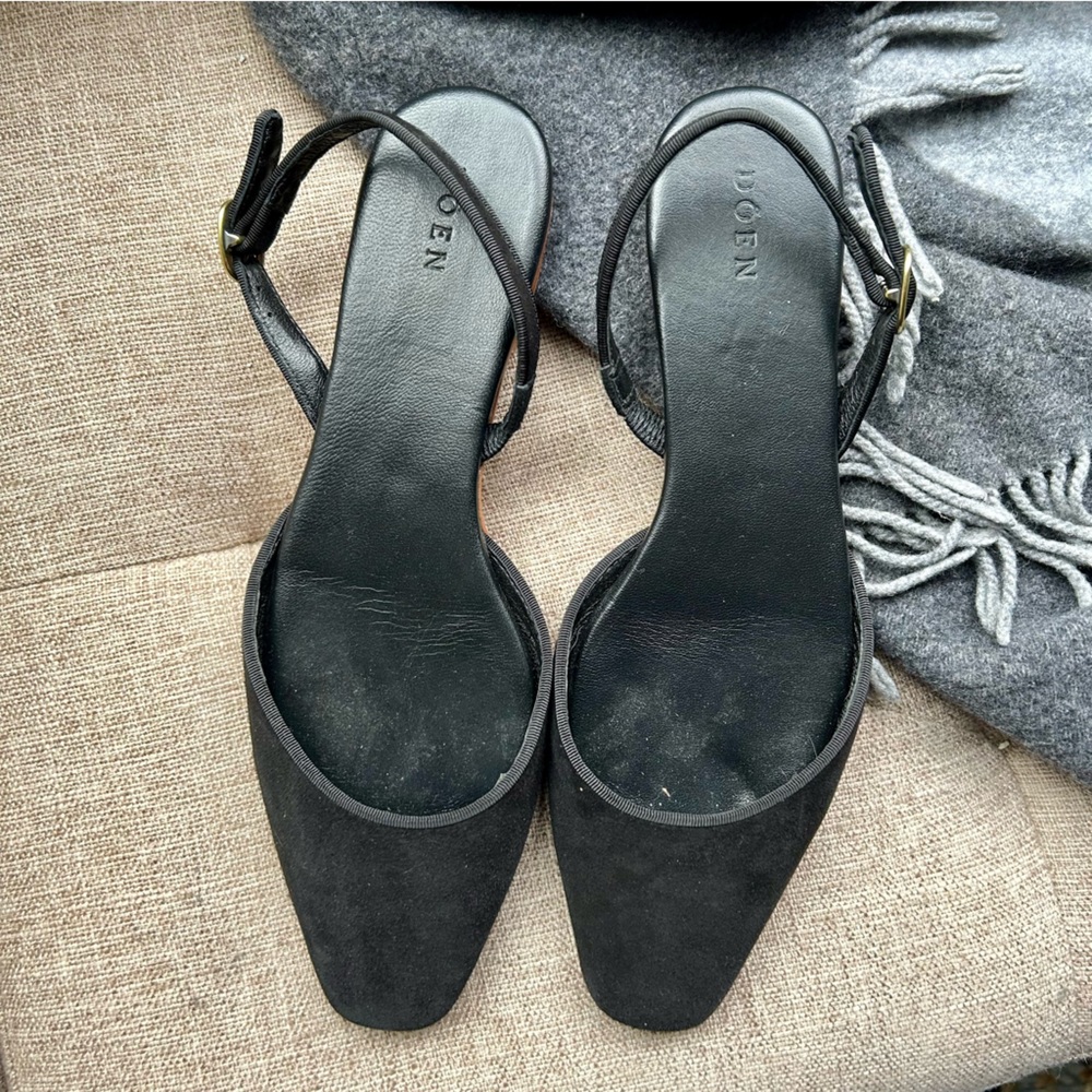 Doen Sz 37 Suede Renata Slingback Sandal Black
